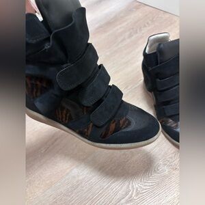 Isabel Marant wedge sneaker black and tiger print size 41